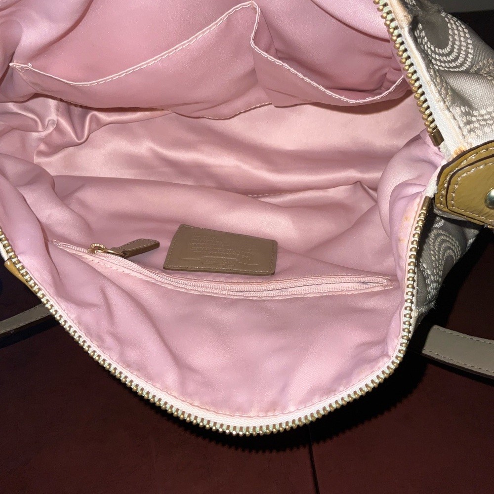 Coach Ashley Dotted Op Art Sateen Satchel Cream Patent Y2K F20027 coquette glam - Picture 8 of 16